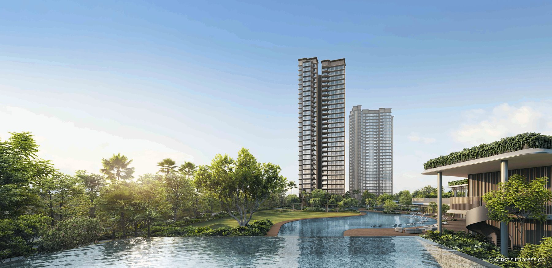 Infinity Lap Pool (50m) with the residential towers behind