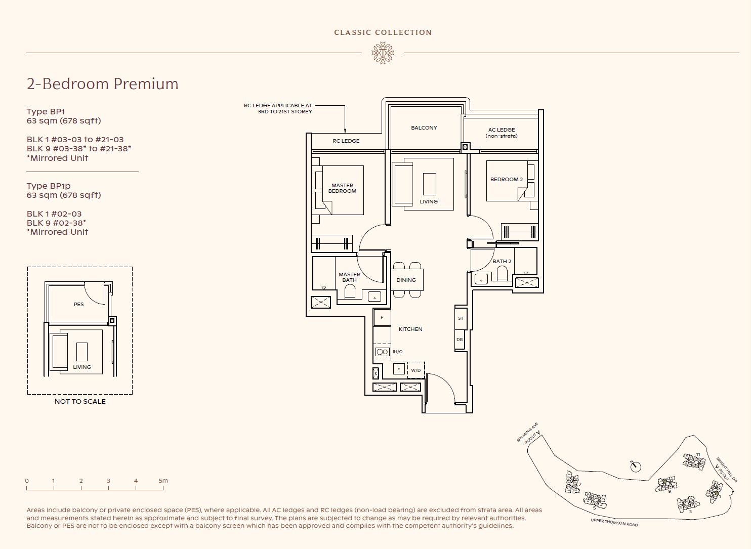 Floor plan, 2 Bedroom Premium — Type BP1 — 678 sq ft (63 sq m)