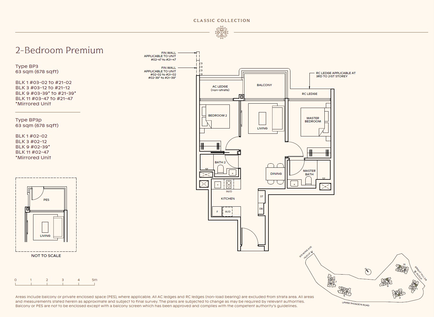 Floor plan, 2 Bedroom Premium — Type BP3 — 678 sq ft (63 sq m)