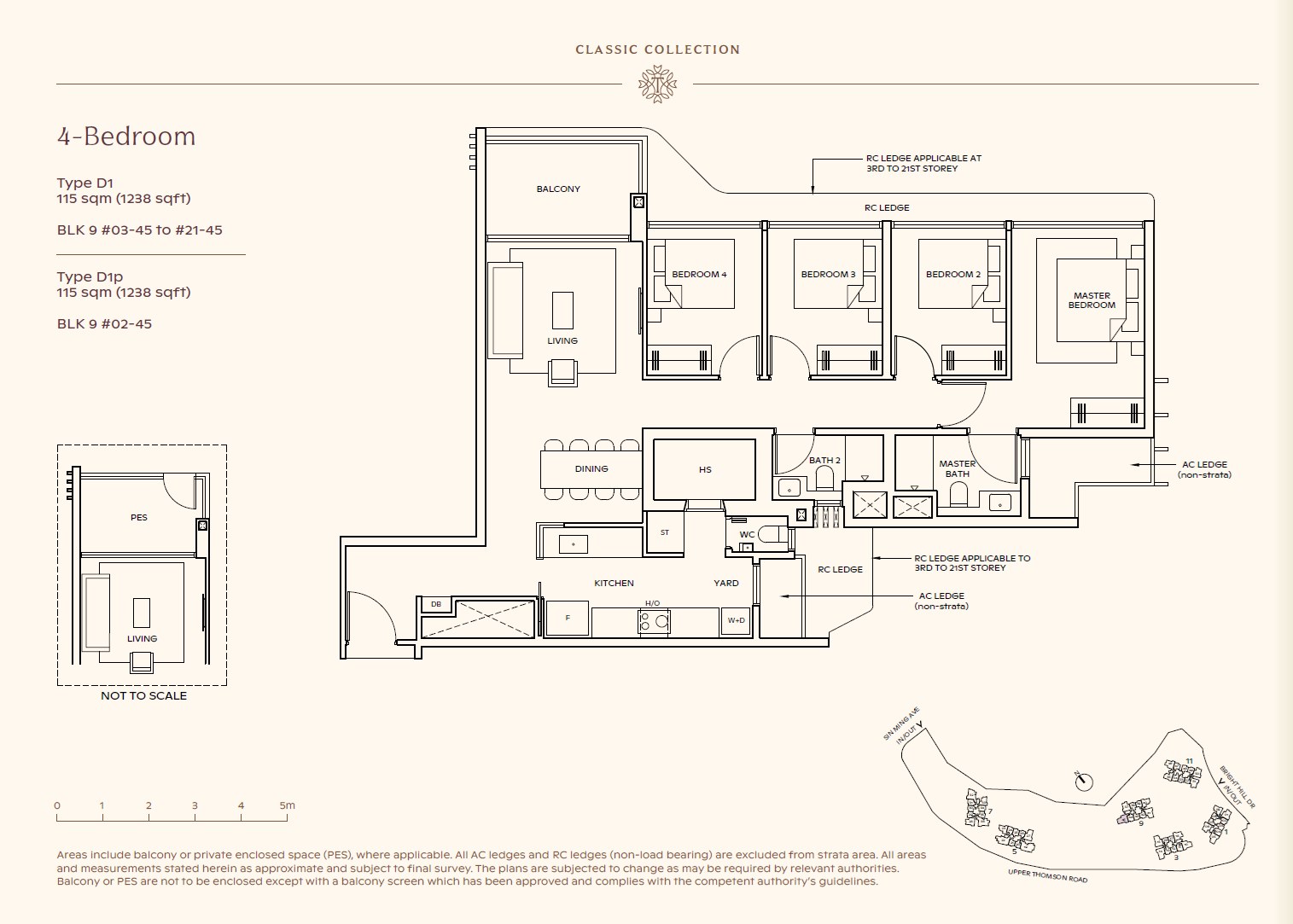 Floor plan, 4 Bedroom — Type D1 — 1,238 sq ft (115 sq m)