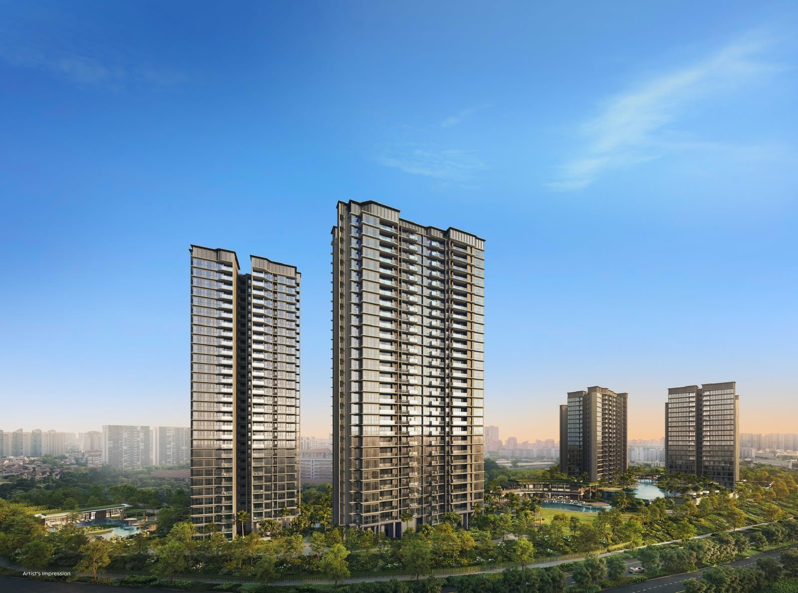 The Thomson Reserve towers seen from a distance, artist's impression